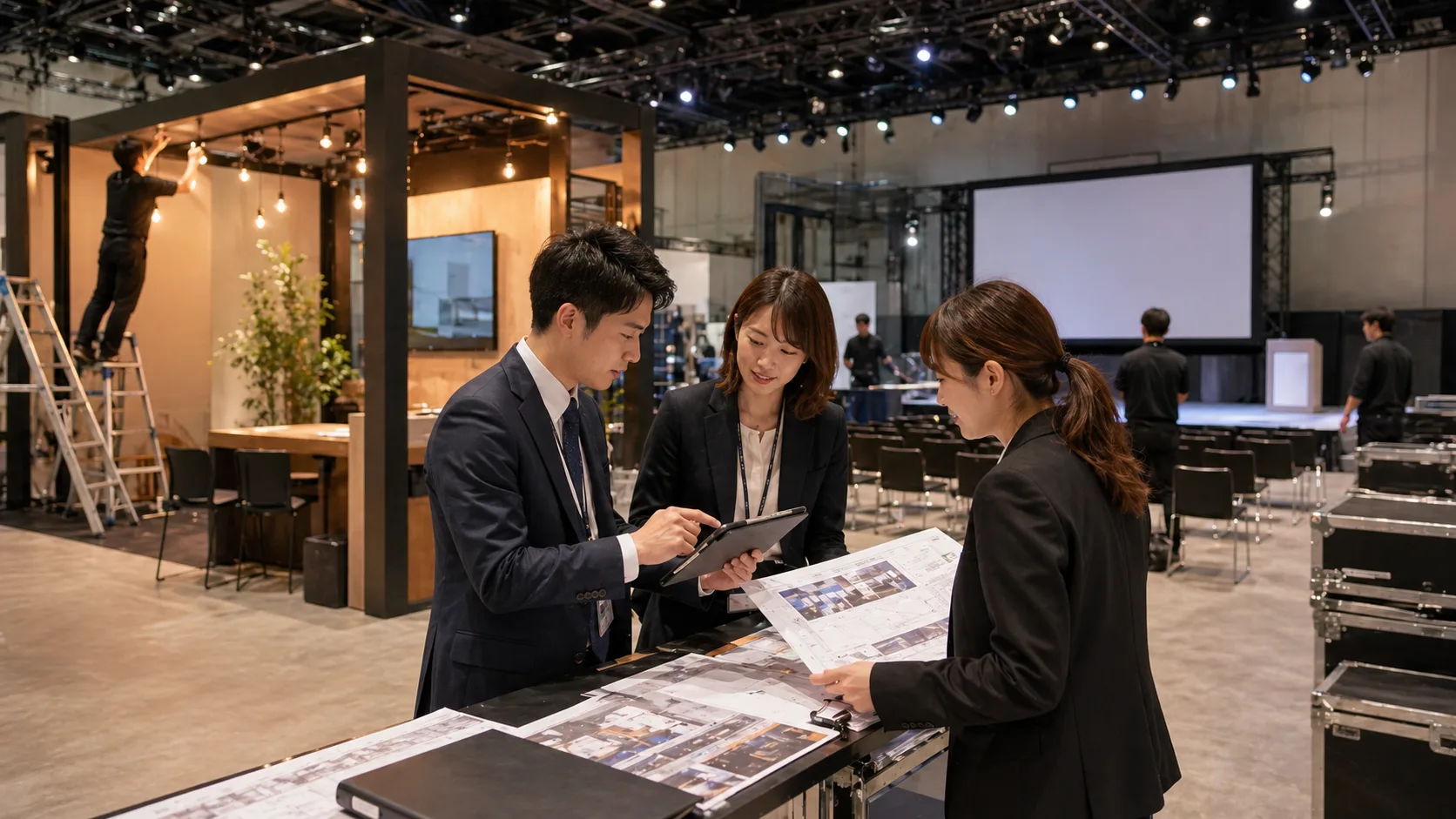 展示会とイベント企画をイメージしたステージ空間のビジュアル